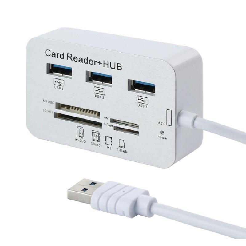 7-in-1 USB 3.0 Hub & Card Reader Multi-Port Expansion 3 USB Ports + 4 Card Reader