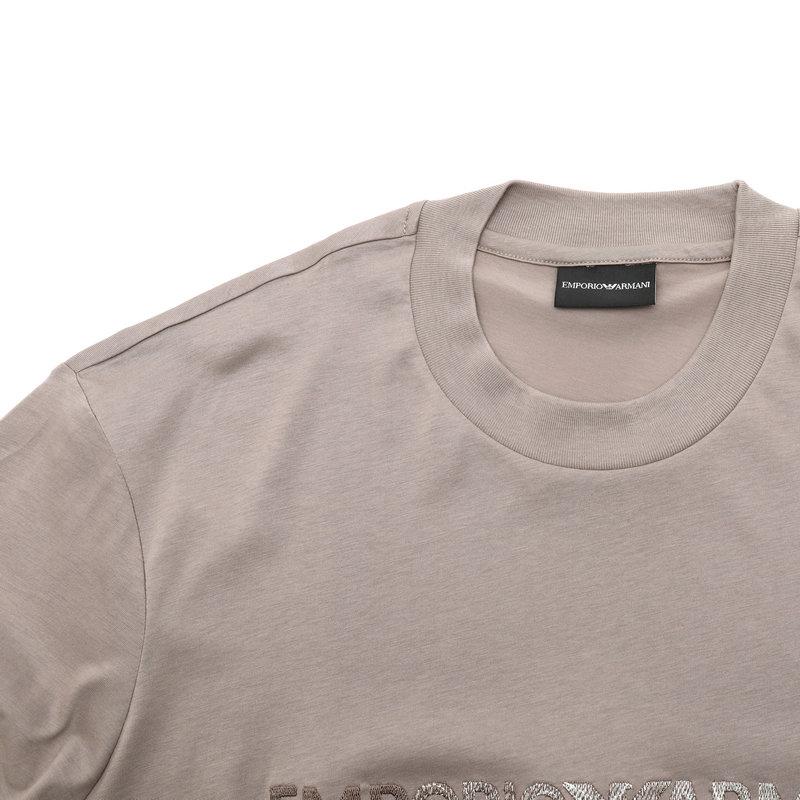 Emporio Armani SS24 Letter Logo Printed Round Neck Short Sleeve T-Shirt Men Tops Light-Brown 3D1TG3-1JPZZ-06G7