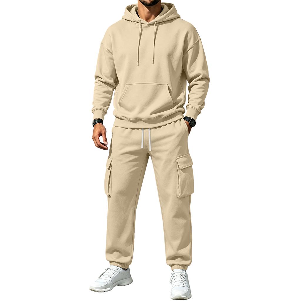Winter Hooded Sweatshirt and Sweatpants Set for Men Women Casual Matching Outfit