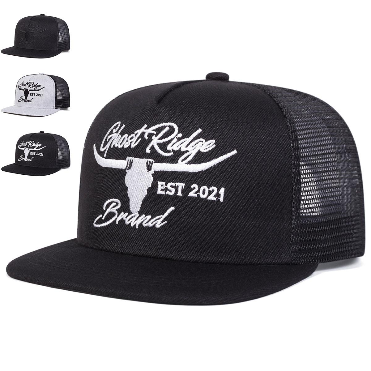 

Unisex Bullhead Letter Embroidery Baseball Net Hats Spring Summer Outdoor Adjustable Casual Hip-hop Trucker Caps Sunscreen Hat чорний білий колір
