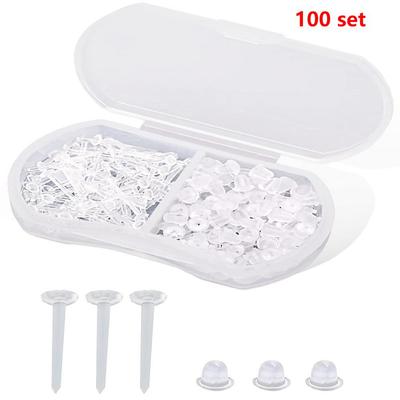 100 Set Hypoallergenic Simple Plastic Earrings Clear Ear Pins Needle and Resin Earring Backs DIY Ear Accessories