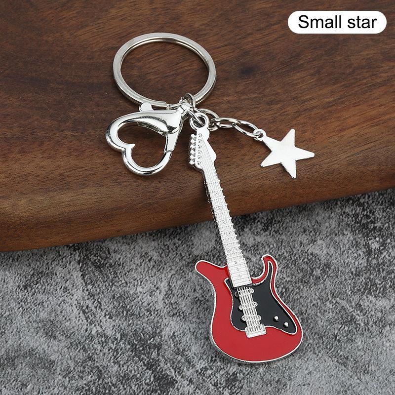 Creative Classic Mini Rock Electric Acoustic Guitar Shaped Keychain Pendant Fashion Backpack Decoration Accessories Gifts