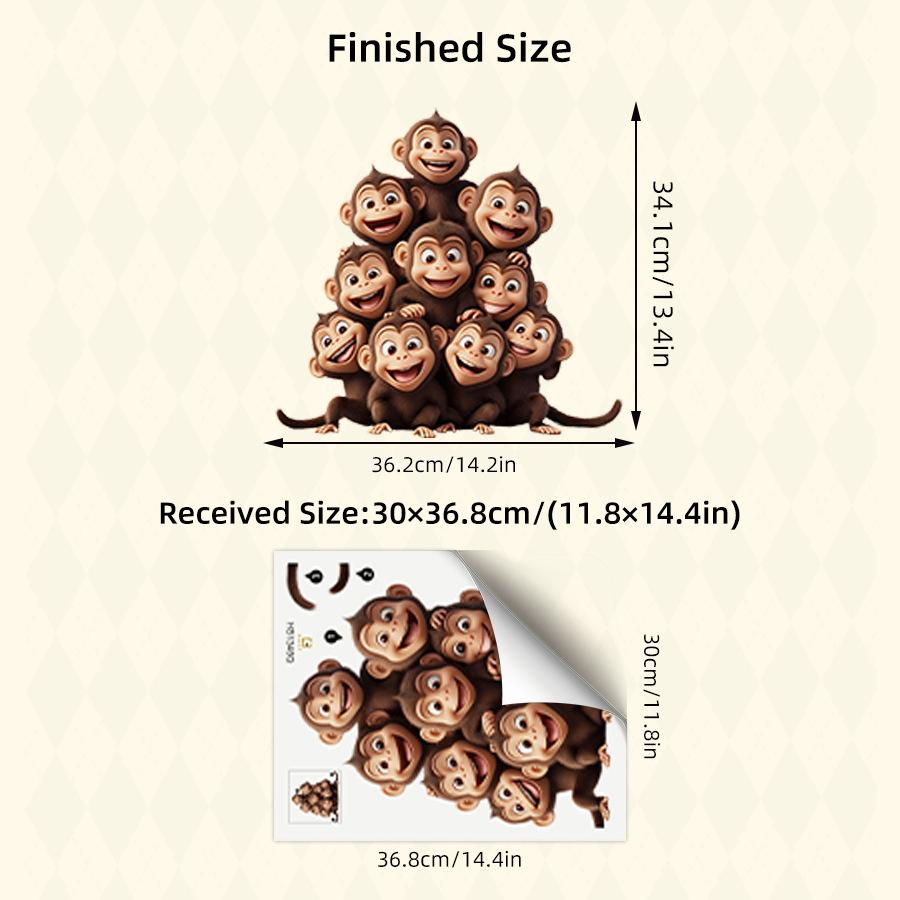 

Cute Cartoon Stacked Monkeys Wall Stickers, Self-Adhesive Decor for Living Room Bedroom Study Room Decoration 30x40CM