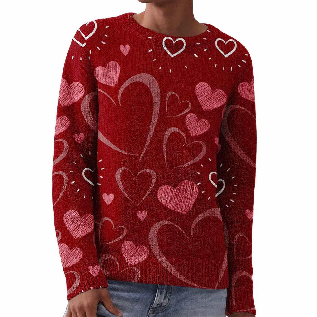 Valentine's Day Heart Long Sleeve Pullover Sweater - European & American Autumn/Winter 2026 Collection