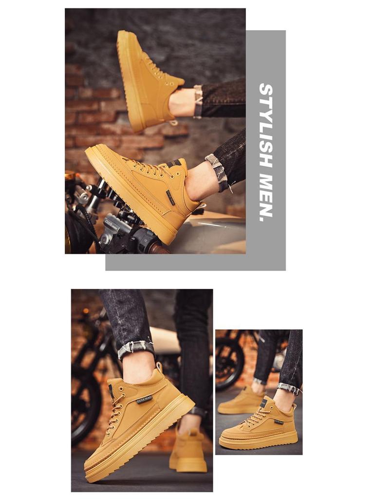 Herren 10cm Höhenerhöhende Wasserdichte Leder Martin Stiefel - Winter High-Top Arbeits- & Freizeit-Schuhwerk