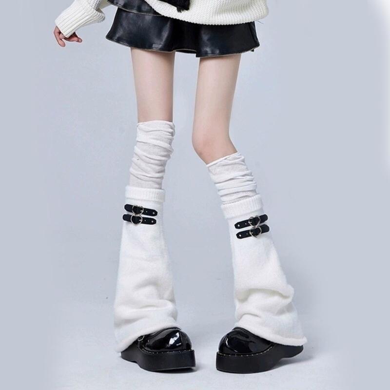 Calze Lunghe Estetiche a Coscia con Catena con Fibbia Harajuku Punk Scaldamuscoli Sopra il Ginocchio Calze Svasate per Donne