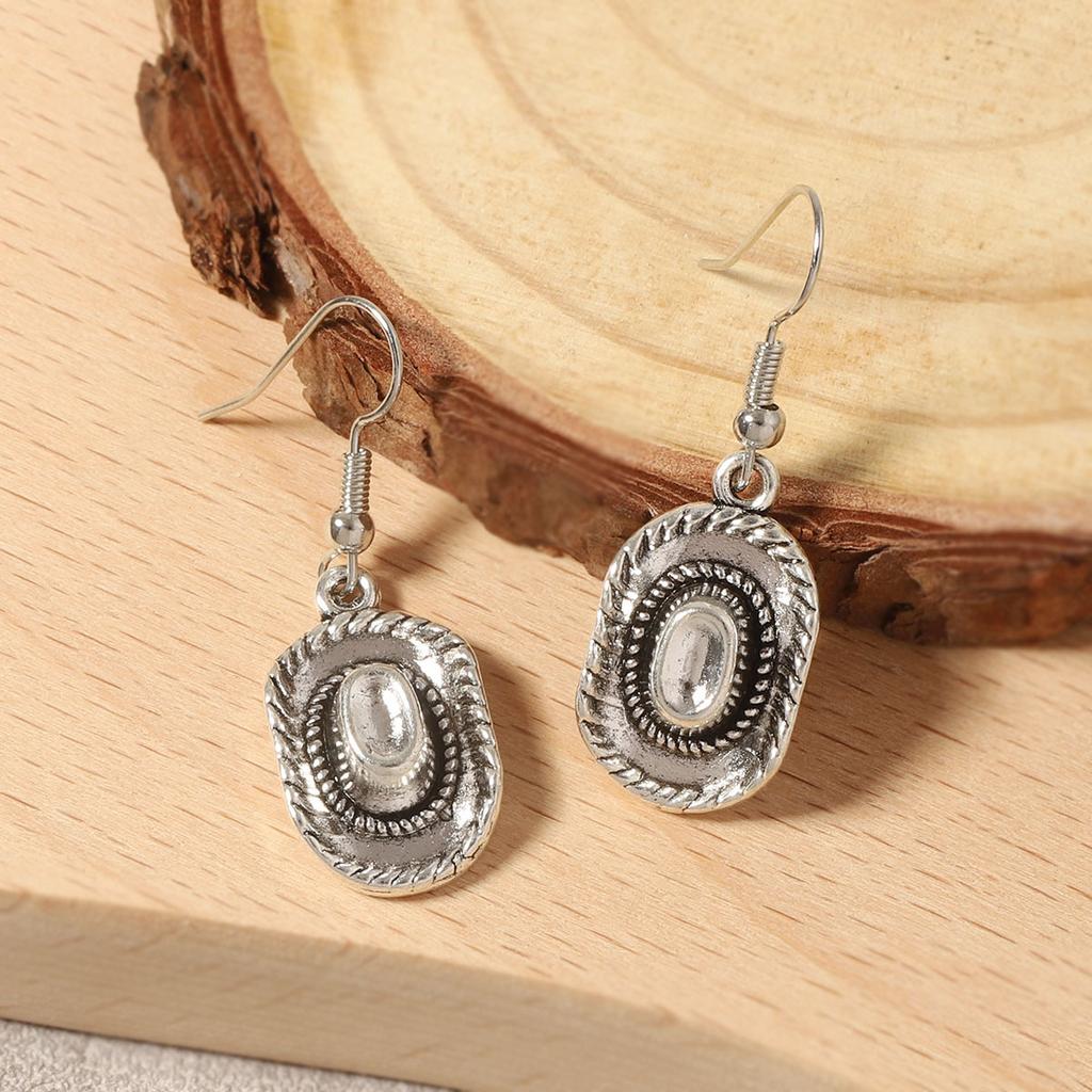 European and American new western denim geometric pendant, ear hook earrings, hip-hop punk creative jewelry