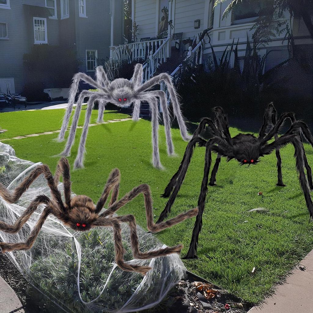 Pcs Halloween Spiders Fake Hairy Giant Decor Yard Lawn Porch Indoor Haunted House Scary Prop JOYFY 3 for Kid Friendly Entertaining Fun Play Safe