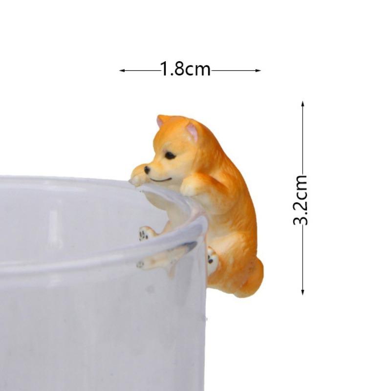 Realistic Warm-colored Super Cute Shiba Inu Seaweed Ball Cup Garden Landscape Figurine Cup Rim Figurine