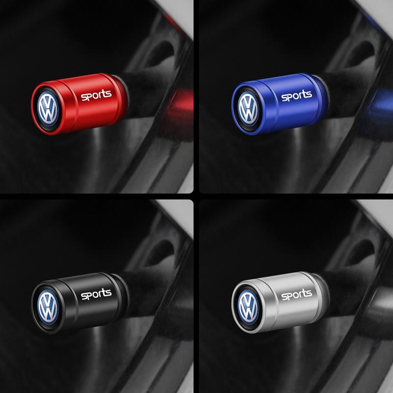 VW Valve Stems Caps 4Pcs Volkswagen Valve Cap Alloy Dust Cover Car Tire Accessories For VW GTI Golf Polo Passat Tiguan T-ROC Jetta EQ1