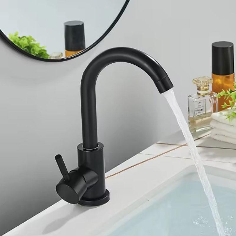 Black Nickel Bathroom Basin Stainless Faucet Steel Hot Cold Wash Mixer Crane Tap 360 Rotation Sink Faucets Single Handle
