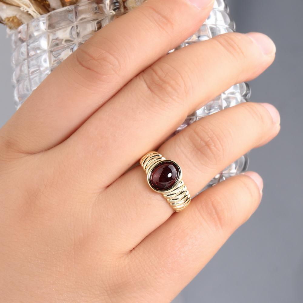 Classic design 925 sterling silver ring nature oval 8*10mm red garnet real gemstone fine jewelry for women's banquet party gifts