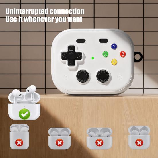TPU Protective Case with Keychain for Airpods Funny Handheld Game Design Hard Shell Cover with Safety Lock Design for Men Boys