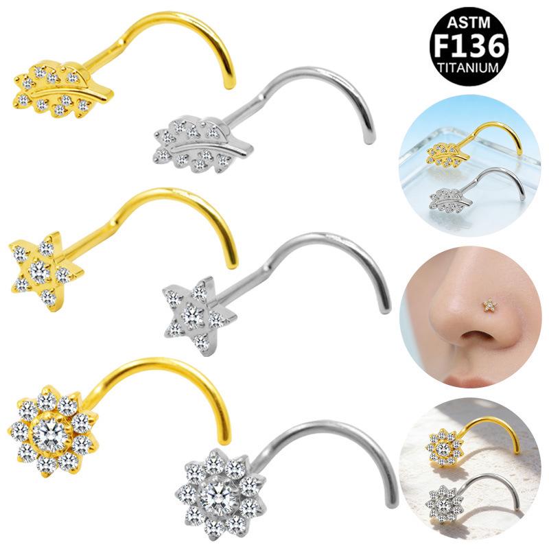 G23 Titanium Alloy S-shaped Star Nose Stud - Stylish & Trendy Piercing Jewelry