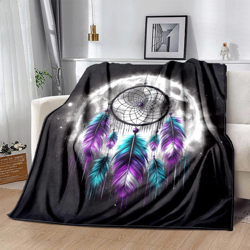 1pc Dream Catcher Printing Lightweight Flannel Blanket, Comfortable and Warm Blanket, for Camping Sofa Bed and Couch Office, in All Seasons