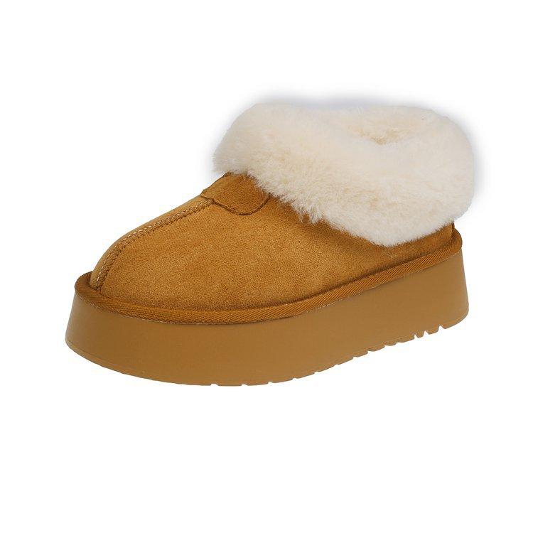 Snow boots women's winter velvet warm fur integrated large cotton shoes Northeast outdoor non-slip thick-soled fluffy shoes
