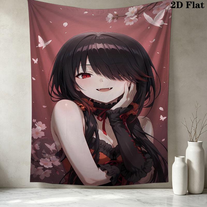 Kurumi Wall Tapestry Aesthetic Wall Hanging Printed Fabric Blanket Decorative Tapestries For Bedroom Living Room Home Decor