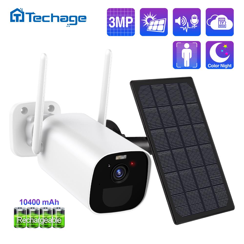

Techage 3MP солнечная панель батареи WIFI IP-камера двухсторонняя аудио цветная ночь беспроводная домашняя камера безопасности 10400mAh аккумуляторная