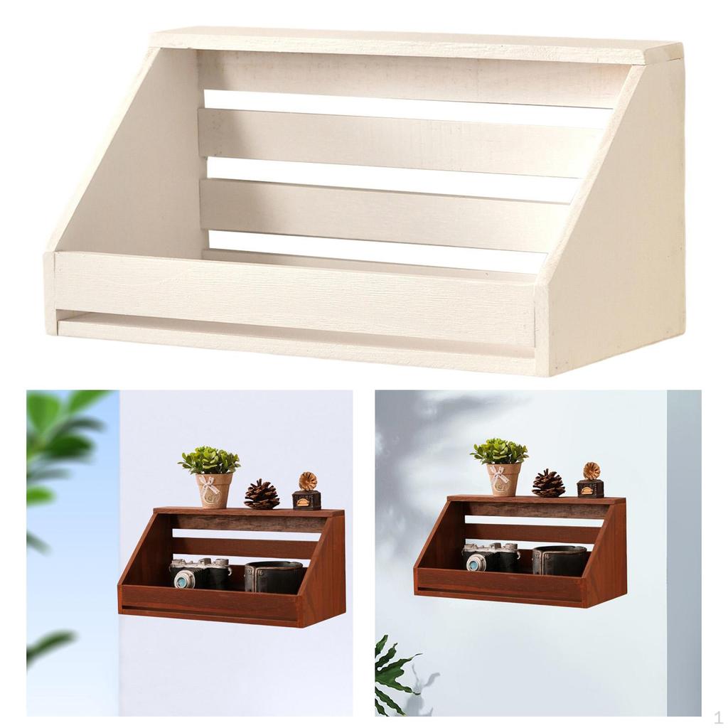Easy-to-Install Wooden Hanging Shelf, Decorative Floating Wall-Mounted for Bathroom,