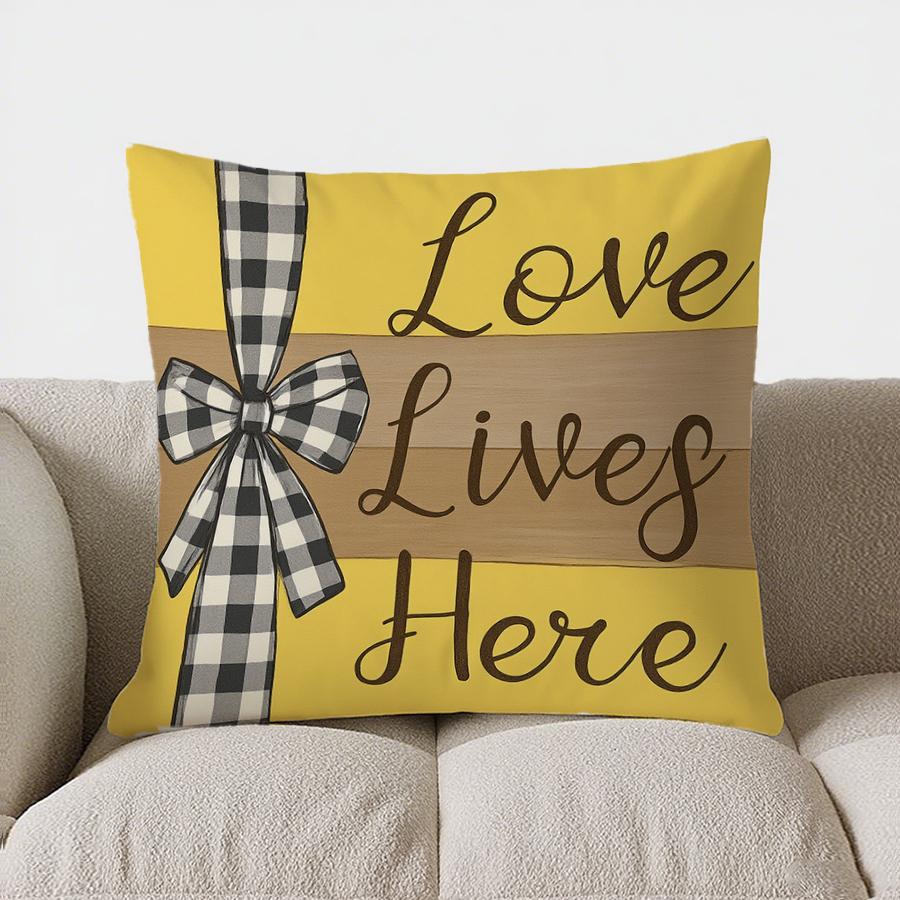 Home Decor Cute Bee And Flower Design Pillow Cover Pattern Cushion Cover Suitable For Sofa Bedroom Car Pillow Cover