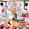 Adorable KT Cat Cartoon Balloon Set for Girls' Birthday Party Decorations