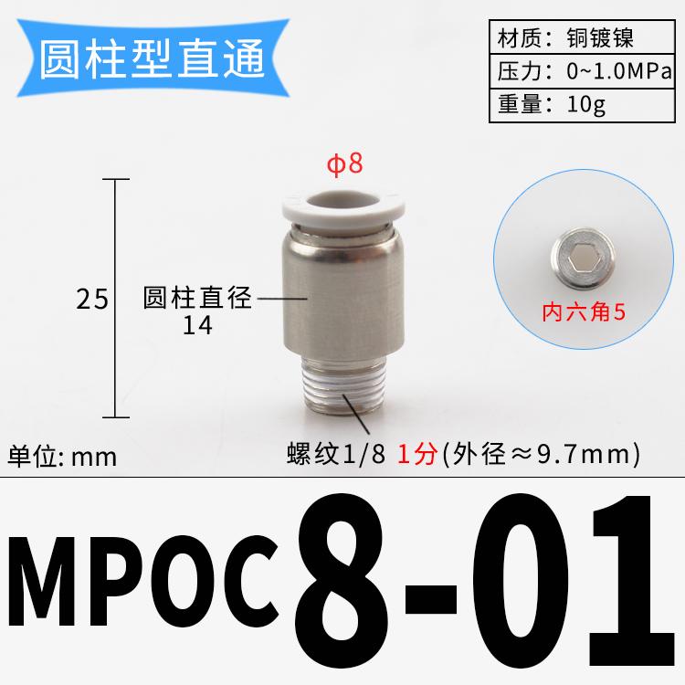 PC M3/4/5/6/8 1/8" 1/4" 3/8" BSP X 3 4 6 8 10mm Tube Brass Pneumatic Air Fittings Push In Connector For Air Compressor Cylinder