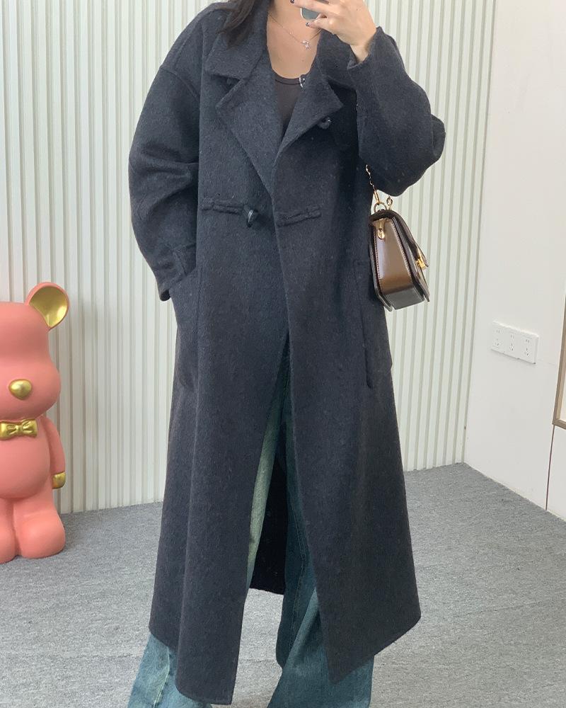 Neuer Temperament doppelseitiger Kaschmirmantel Stehkragen Slim-Fit Knopfleiste Wolljacke Pendler Kaschmirmantel