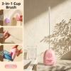 Flower Pattern 2-in-1 Straw Brush Magnetic Cup Lid Brush Cup Cap Brush  Household Cleaning