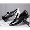 New men's shoes glossy leather shoes men's casual shoes business dress shoes large size metal versatile shoes