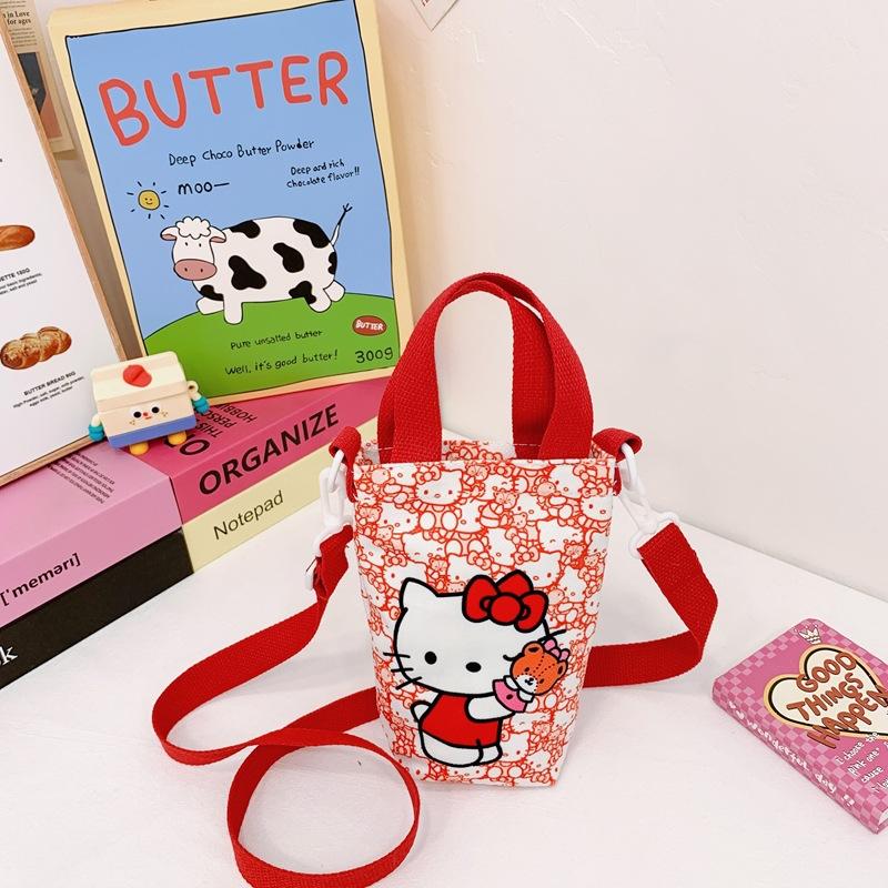 Fashion new children's bag cute girl large capacity water cup canvas bag baby shoulder messenger bag