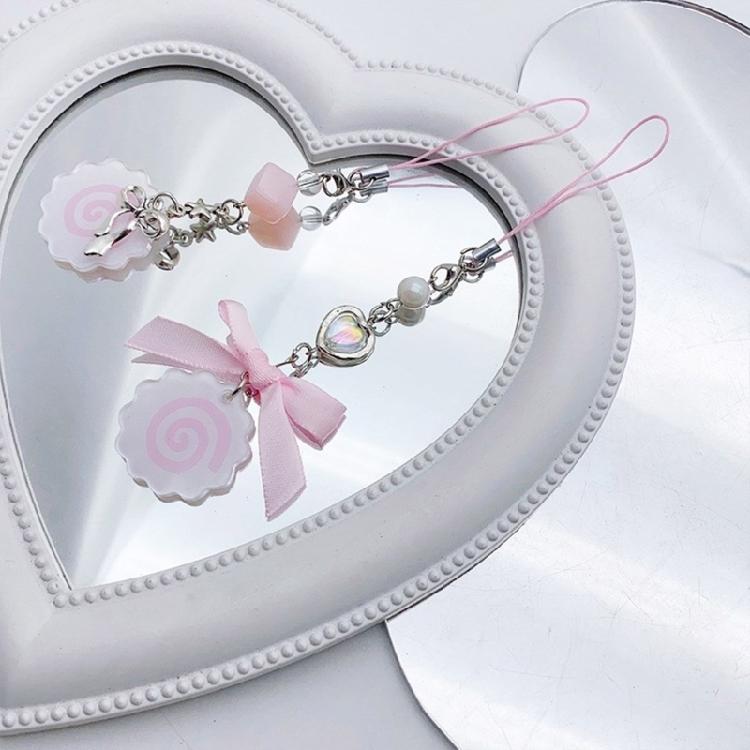 Chic Fish Cake Phone Chain Pendant Cellphone Charm Keyring Cute Acrylic Keychain