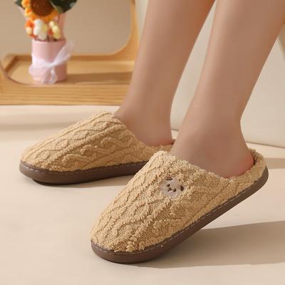 Baumwollpantoffeln Damen Herbst und Winter neu Bär Indoor Zuhause rutschfest Haushalt Paar Herren Winter warm Baumwollmopp