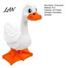 3D Printed Goose Sculpture Yard Statue, Cute White Long Neck Porch Decor with Lawn Ornament Orange Beak Feet, Outdoor Garden Decorative Figurine