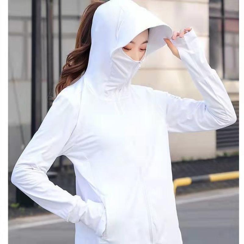 Women Ice Silk Sun Protection Jacket Summer Thin Hooded UPF50+ UV Protection Cool Breathable Sun‑Shield Coat With Big Brim Hat