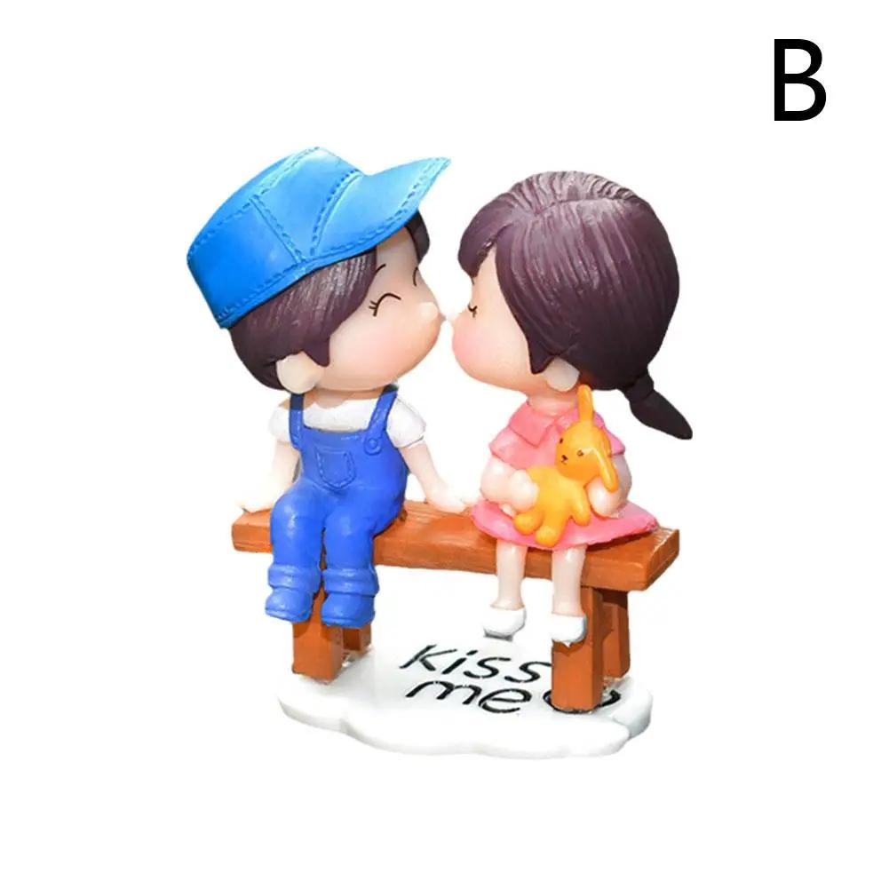 Anime Couples For Car Ornament Model Cute Kiss Balloon Figure Auto Interior Decoration Pink Dashboard Figurine Accessories Y8H2