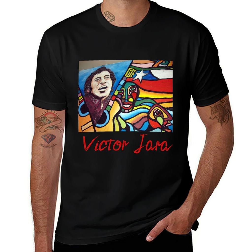 Victor Jara (Chile) Mural T-Shirt man t shirt cotton t shirt for man 100 percent cotton T-Shirt