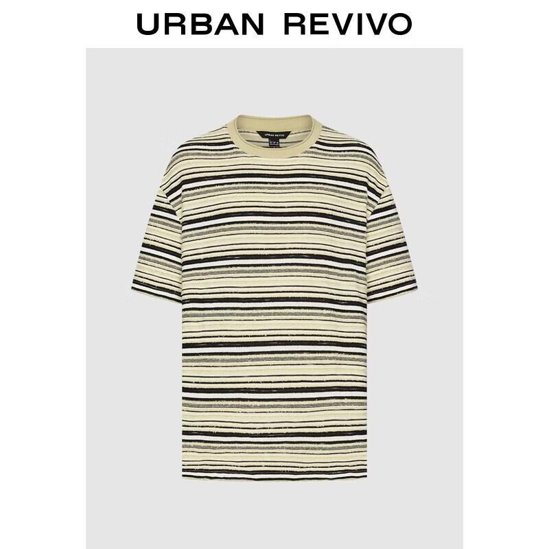 UR2026 Men s Casual Striped Terry Short Sleeve T-Shirt XS