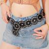 Y2k Disc PU Hollow Belt Retro Concho Waistband Fashion Rivet Wide Belt  Girls