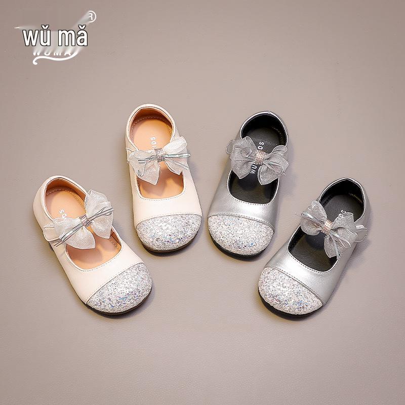 Wuma Mädchen Prinzessin Schleife Pailletten Leder Schuhe - Frühjahr/Herbst Kollektion 2025