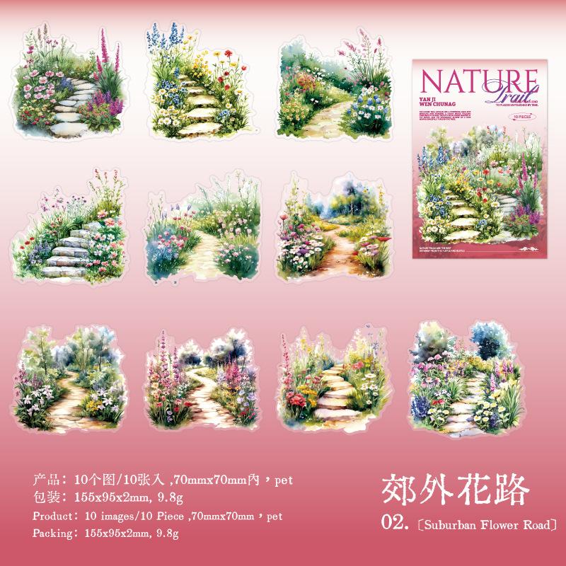 Floral Path Stickers, Flower Road Decals for Projects and Scrapbooking