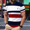 Summer Round Neck 3D Color block Print Top Fashionable Casual Short Sleeved Men's T-shirts