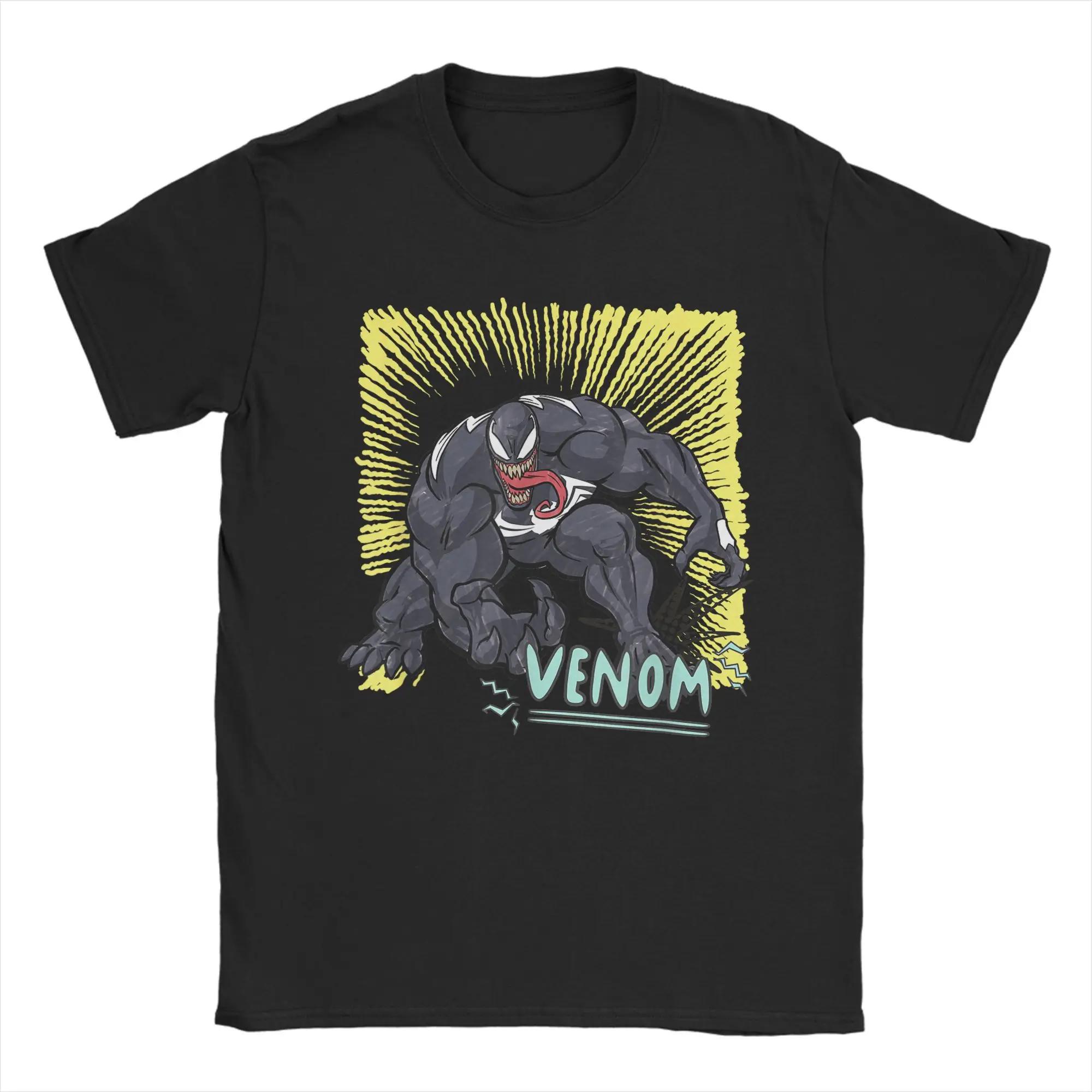 

Genuine Authorized Venom Graphic Pen Colorful Vintage Print T-Shirt Men s Short Sleeve Relaxed TopLoose Plus Size Top - Men s... S разноцветный