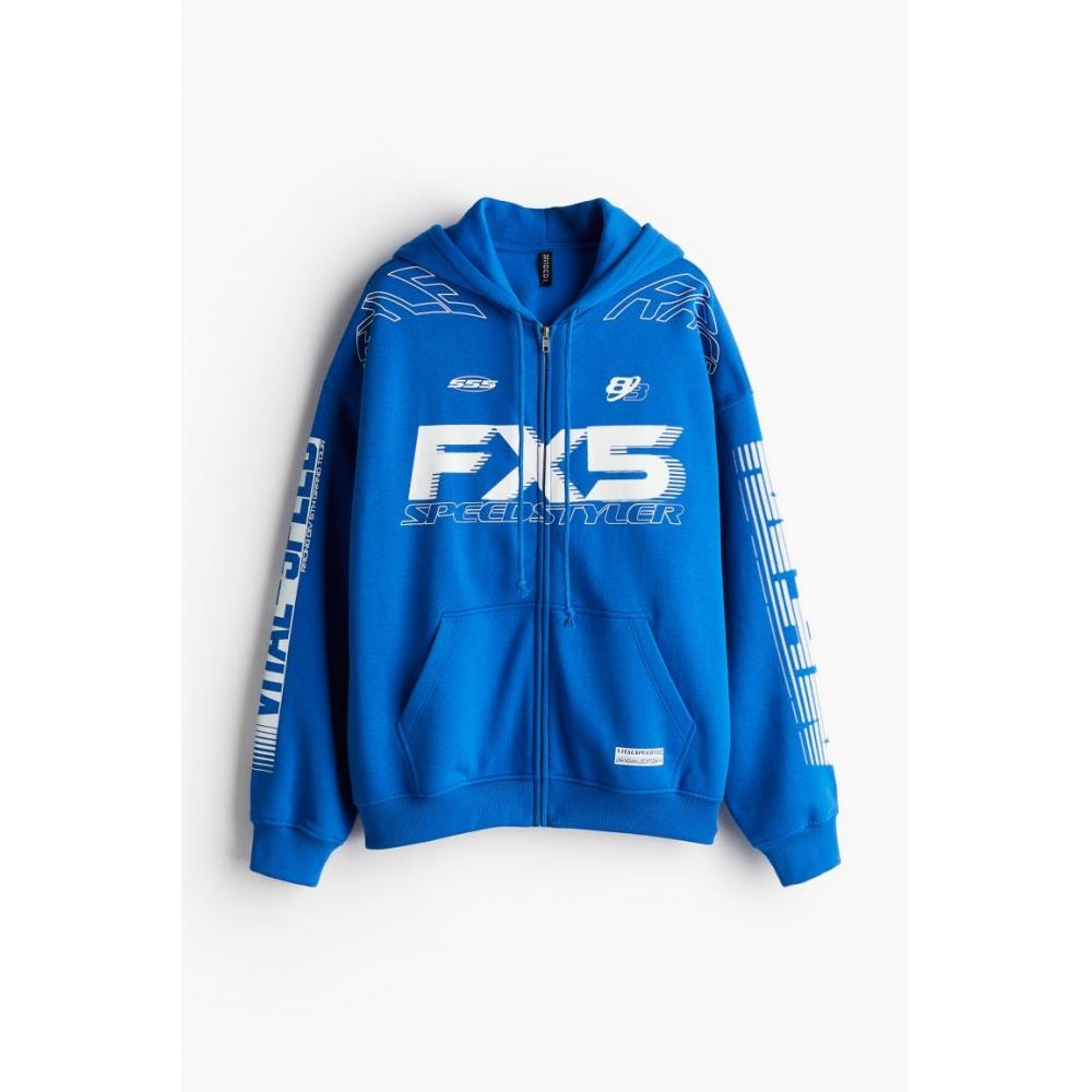 

HM Oversized худи на молнии ярко-синего цвета FX5