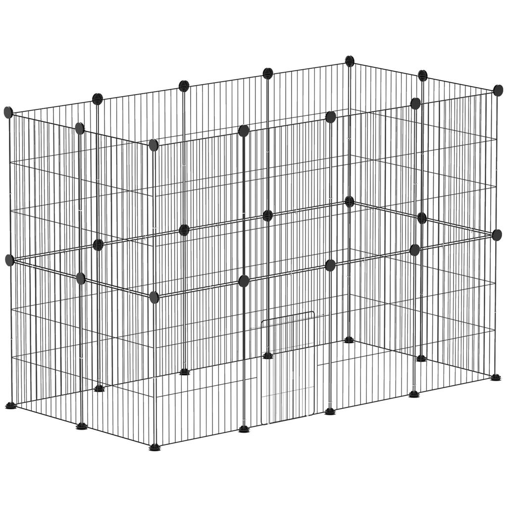 Small Animal Cage, Outdoor Enclosure, Modular Construction, 0.72 m² Area, Steel, Black