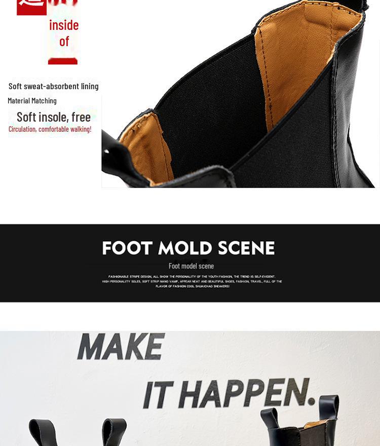 Men's Trendy High-End Retro Chelsea Boots - British Style, Thick-Soled, High-Top Leather Martin Design 5015-A.