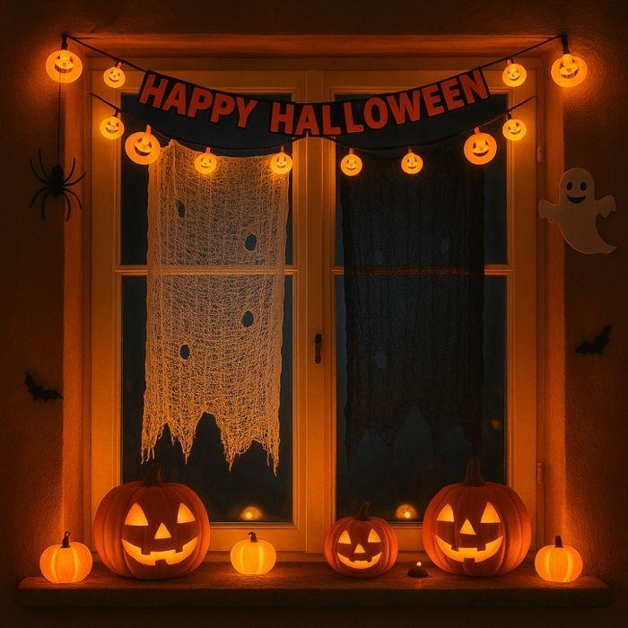 Rideau Halloween 72x180cm – Effet Filet de Gaze Effrayant Beige