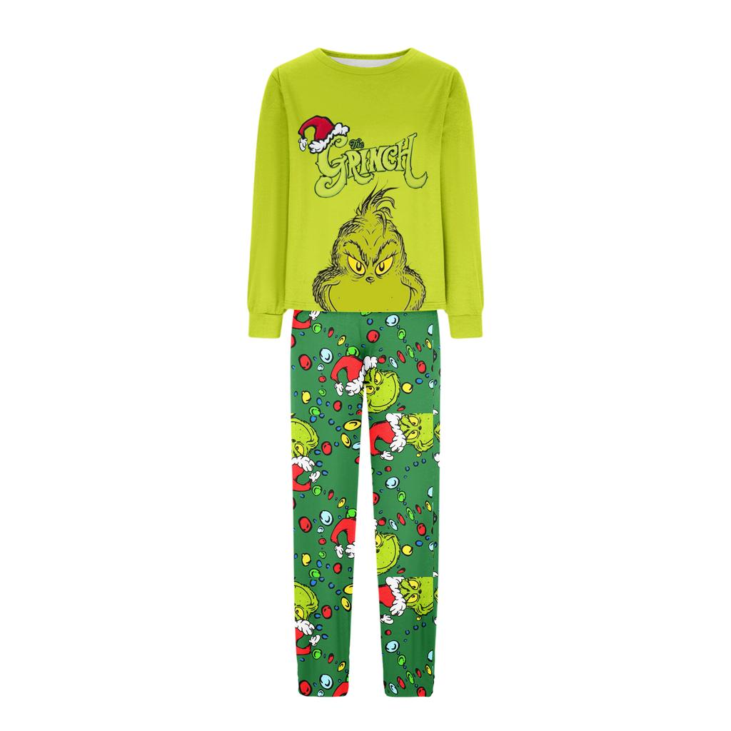 Costum de casă cu imprimeu de Crăciun părinte-copil, bluză cu mâneci lungi și pantaloni