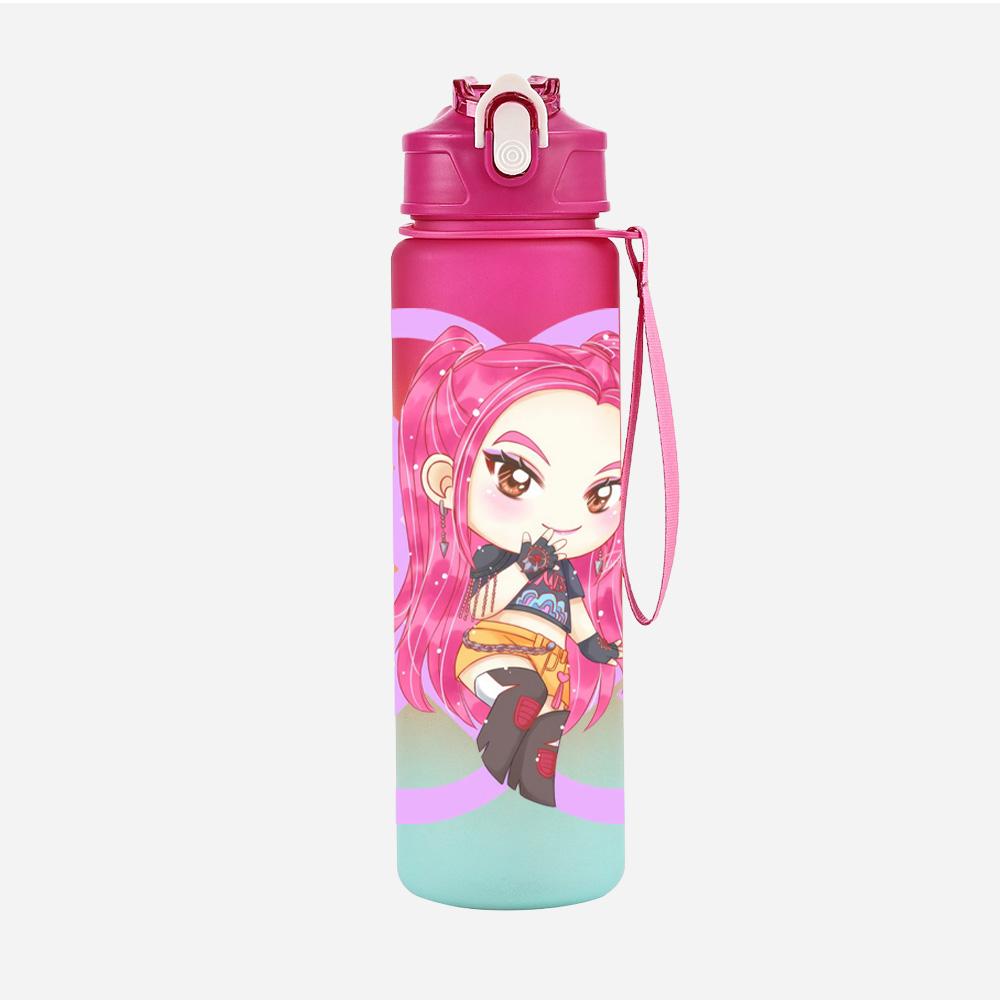 750Ml Water Bottler K-Pop Demon Hunters Printed Character Water Cup Large Capacity Outdoor Portable Rope Drinking Bottle for Boy Girl Gift