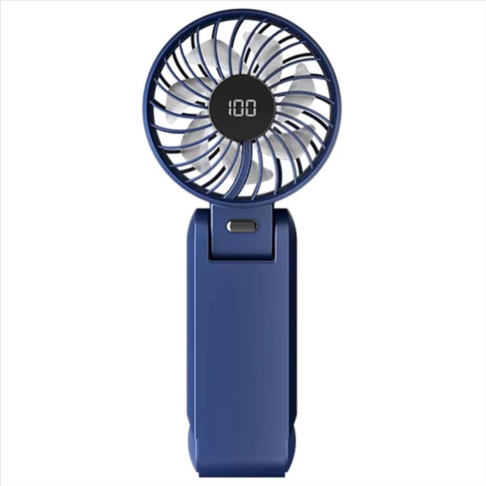 Ultra Silent Mini Portable Fan Digital Display Neck Hanging Fan Foldable Fan Dormitory Use синий
