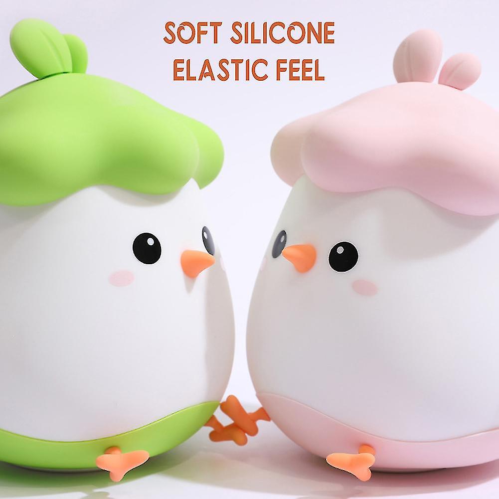 Cute Chick Shape Patting Mini Night Light Usb Charging Two Modes Bedside Lamp For Kids Children Adult Room